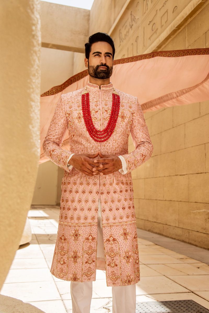 Pure Raw Silk Sherwani with Zardosi Work - Image 3