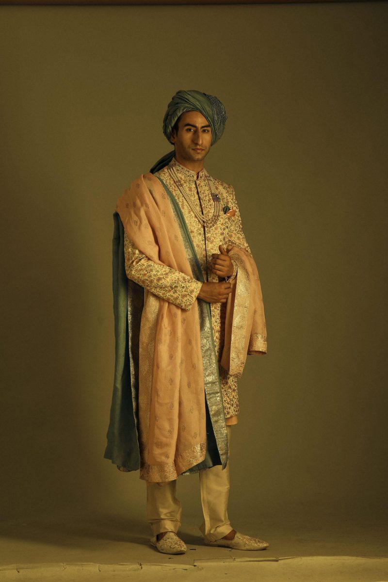 Multi Coloured Sherwani with Kurta and Churridar - Image 2