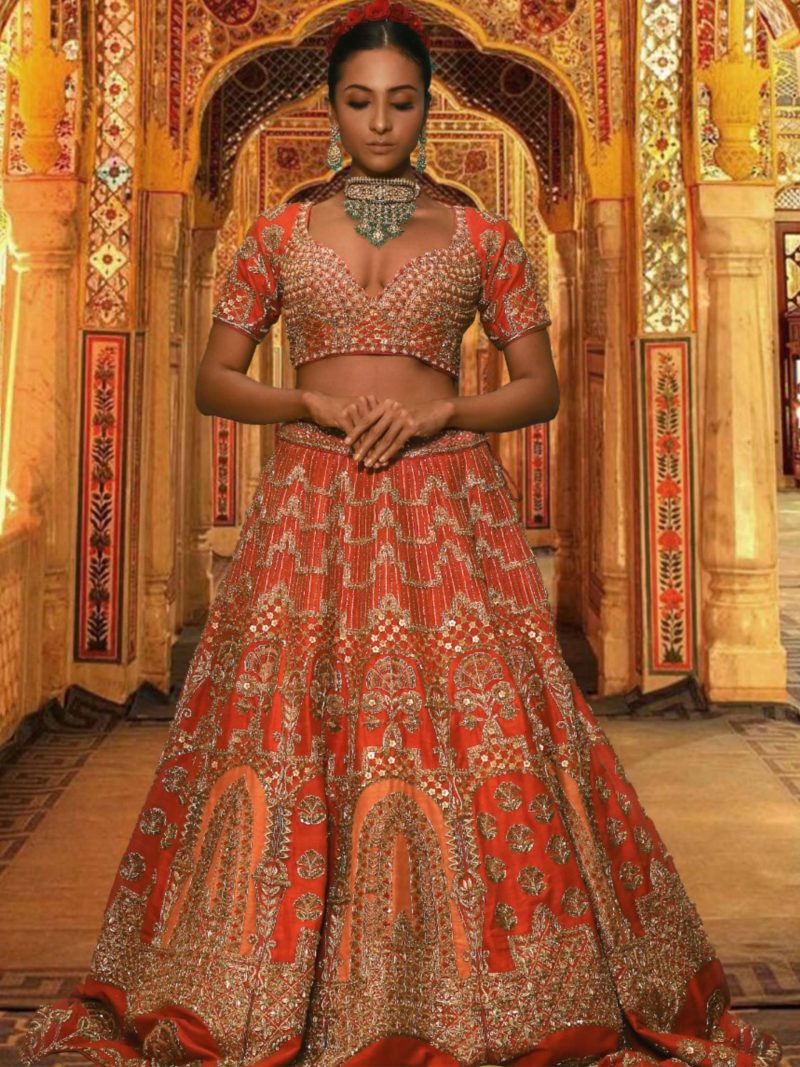 Fire Brick Red Lehenga Set