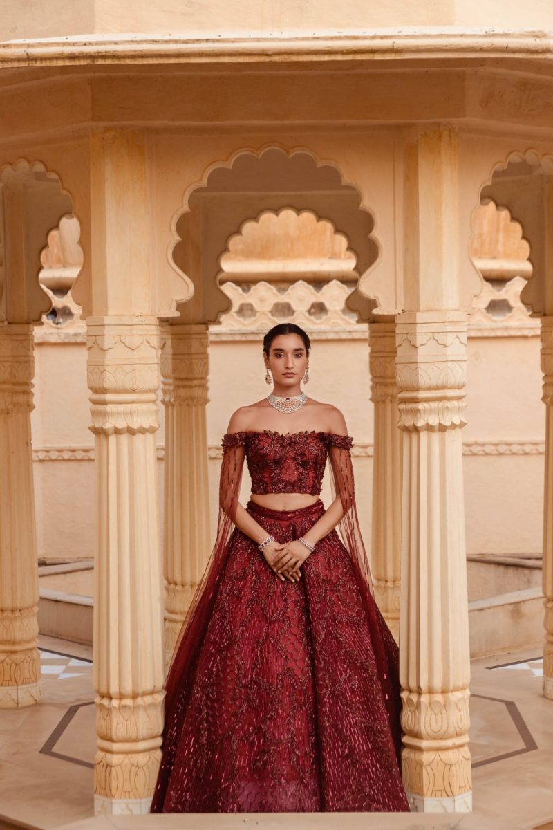 Cranberry Zara Partywear Designer Lehenga - Image 2