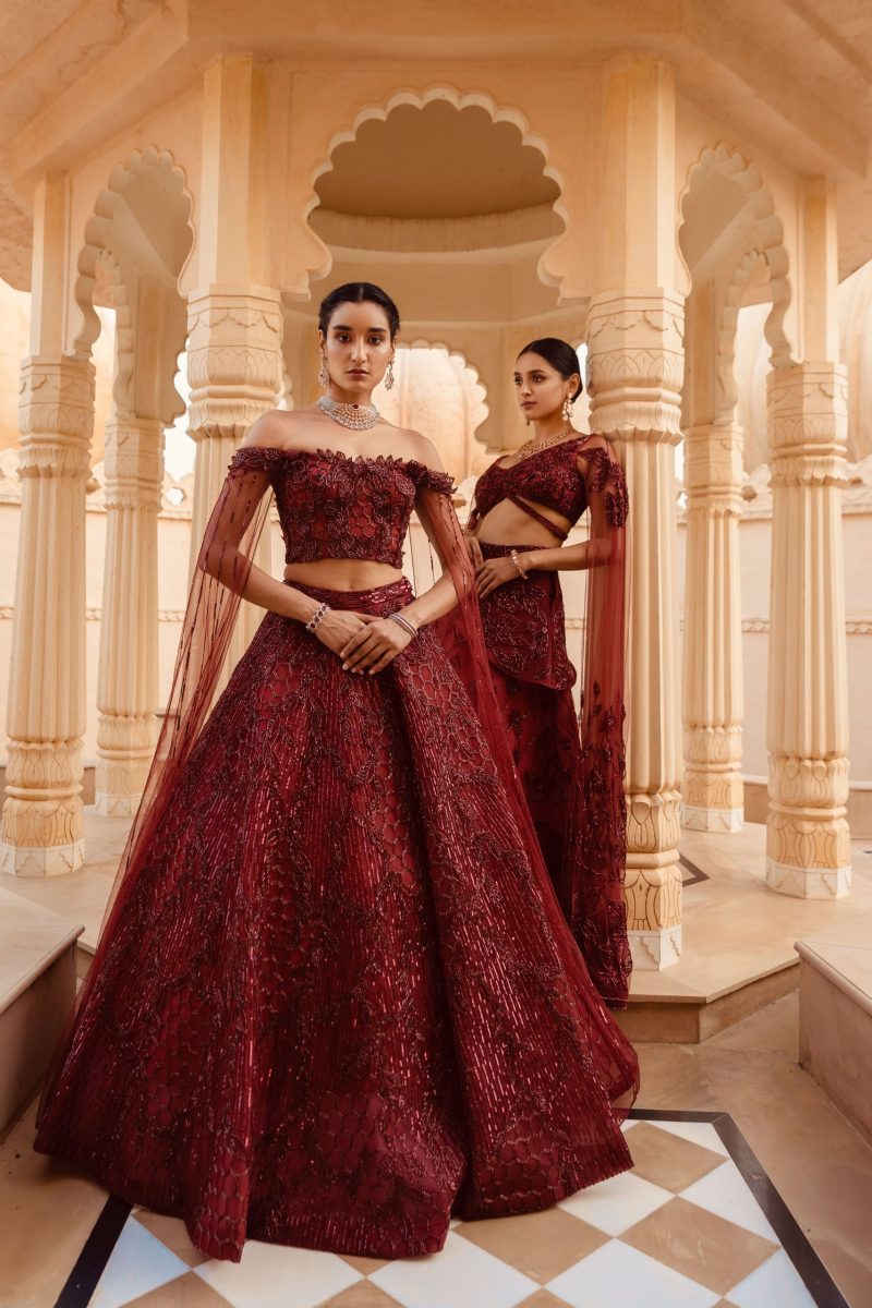 Cranberry Zara Partywear Designer Lehenga