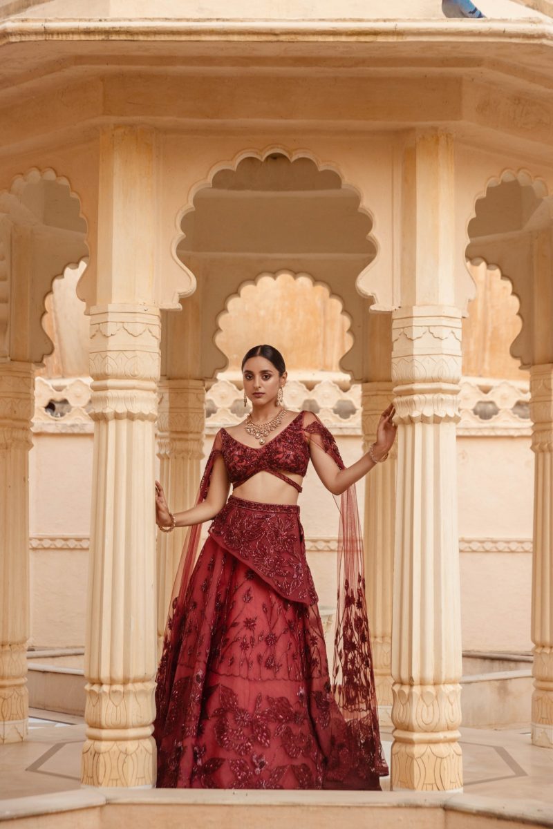 Cranberry  Wadiyan Partywear Designer Lehenga