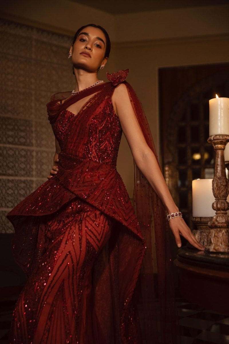 Cranberry Scintilla Cocktail Gown