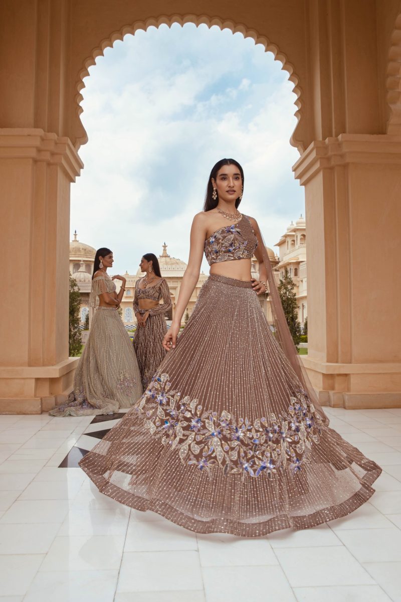 Hypnotic Mocha Scintilla Partywear Lehenga - Image 2