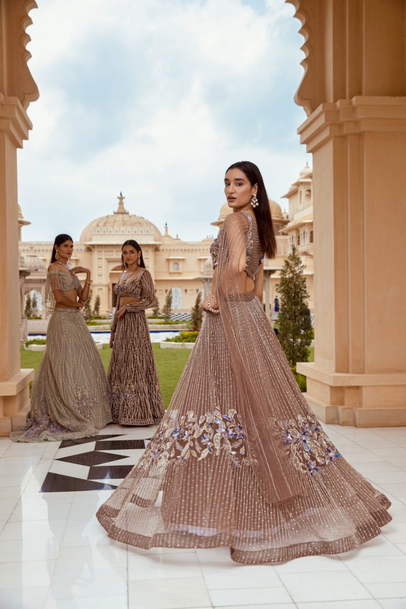 Hypnotic Mocha Scintilla Partywear Lehenga - Image 4