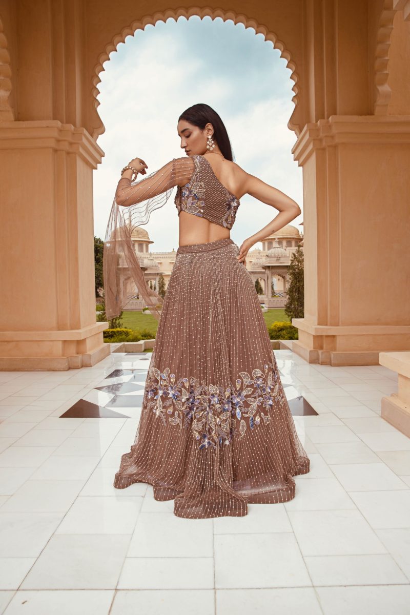 Hypnotic Mocha Scintilla Partywear Lehenga - Image 3