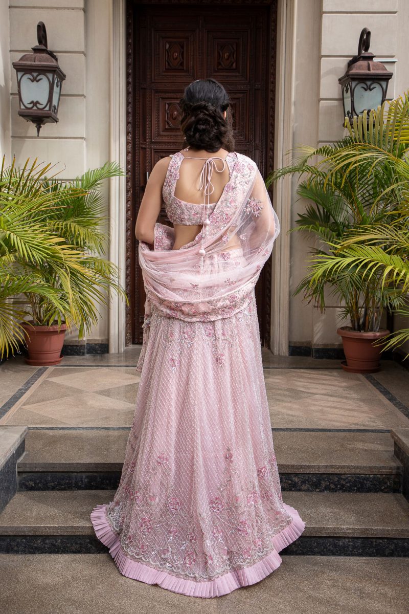 Light Pink Fully Embroidered Mermaid Lehenga - Image 3