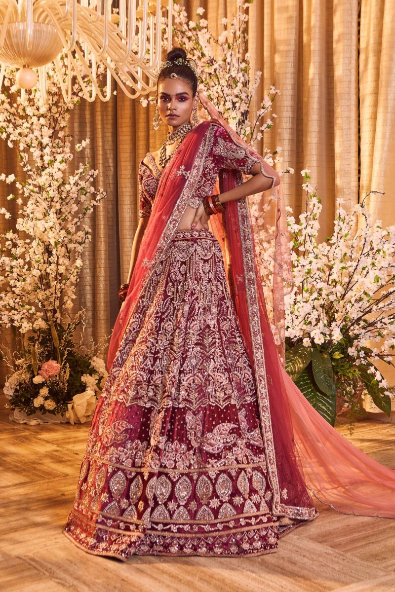 Earth Red Embroidered Lehenga Set