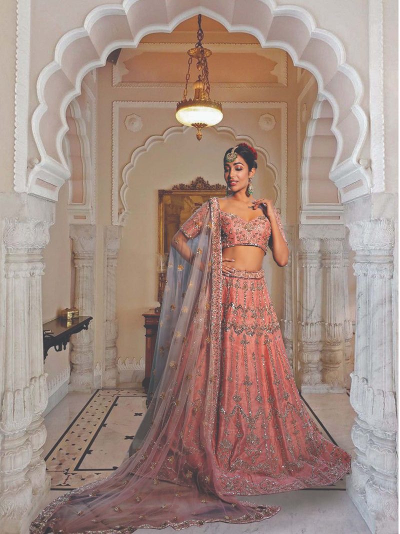 Rose Pink Color With Sequins Embroidered Lehenga Choli - Image 2