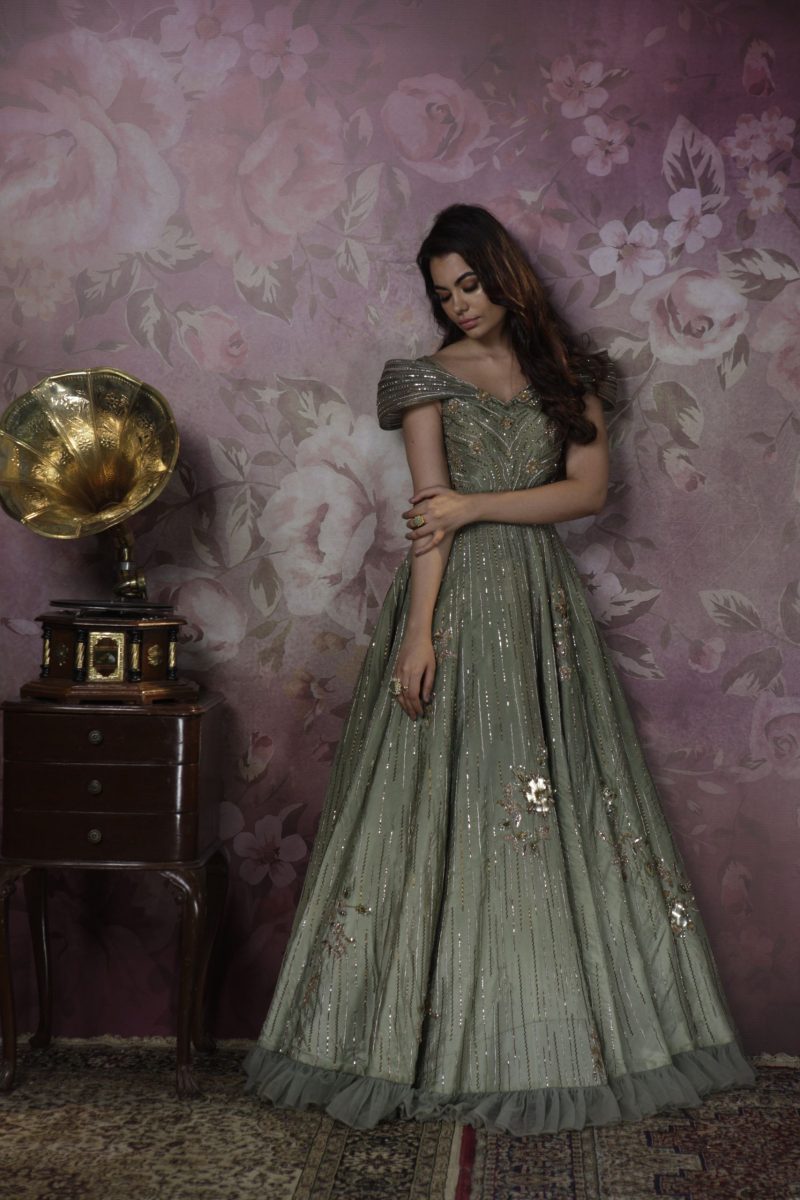 Olive Green Cocktail Gown