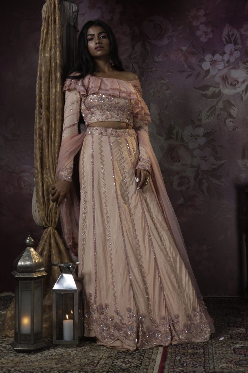 Dusty Peach Partywear Lehenga Set