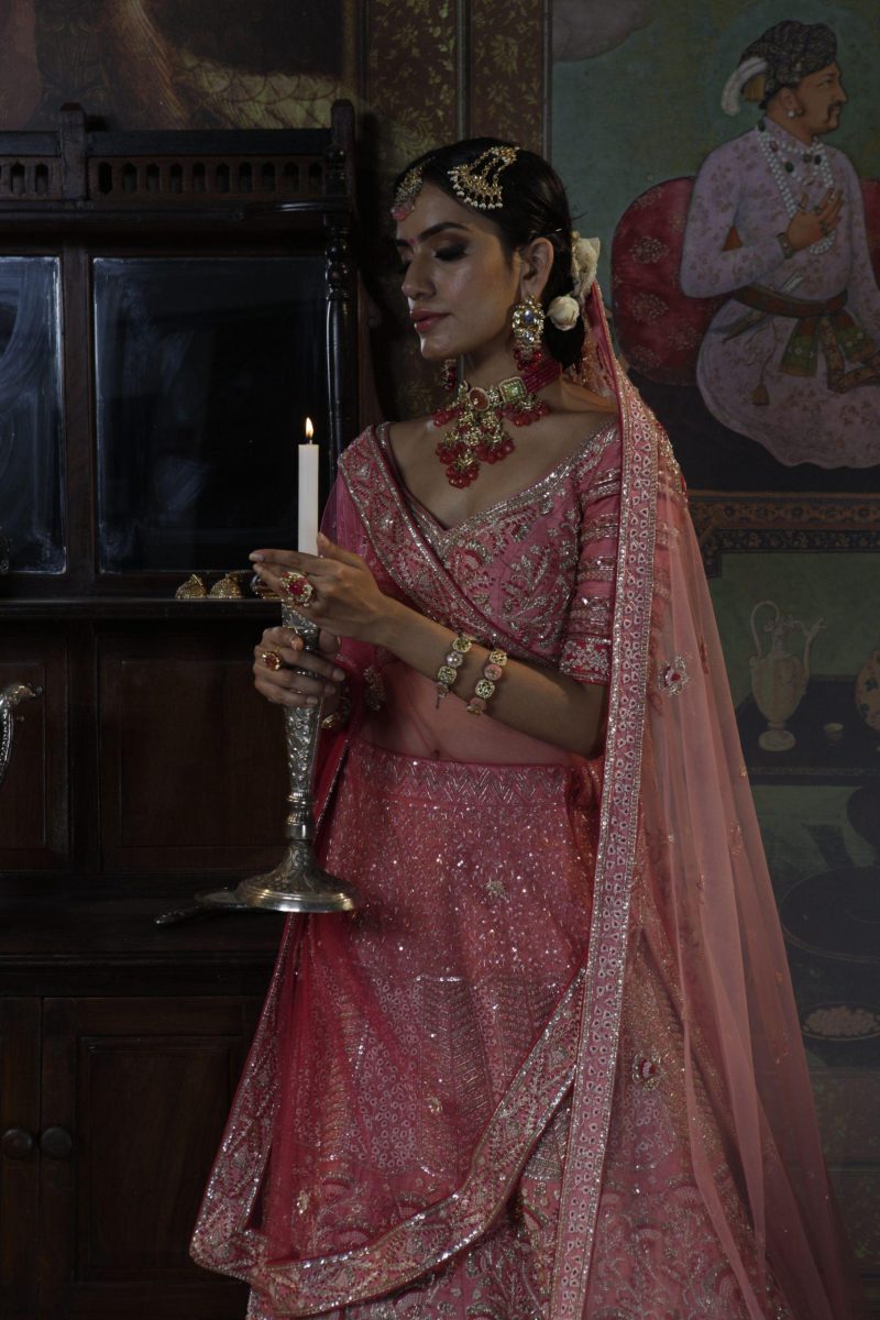 Pink Designer Bridal Lehenga Set - Image 2