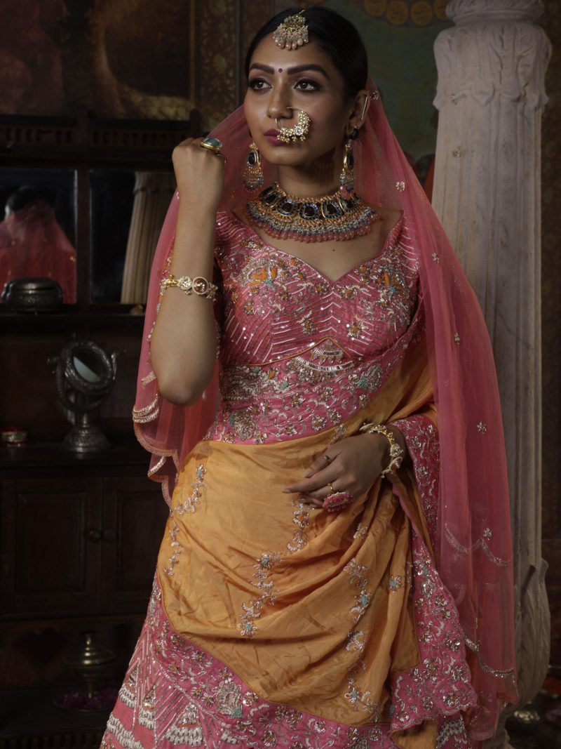 Salmon Pink Bridal Lehenga Set - Image 2