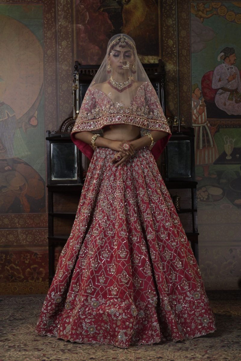 Pink Heavy Embroidered Bridal Lehenga