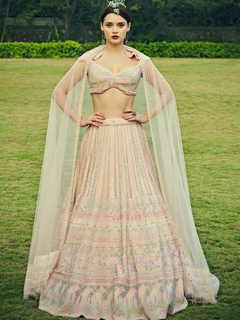 Stunning Blush Pink Sequence Work Lehenga Set