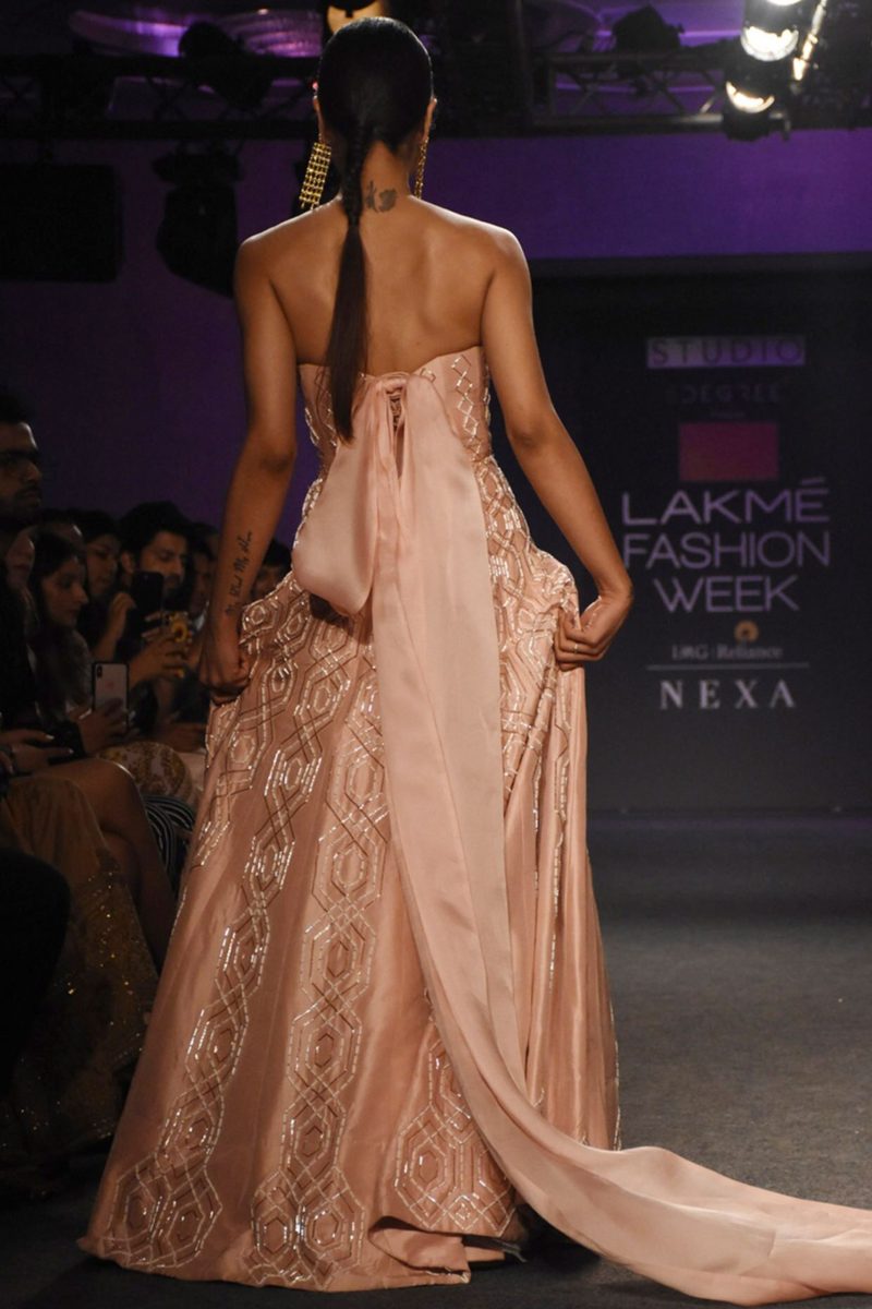 Pink Dupion Embroidered Bandeau Gown - Image 3