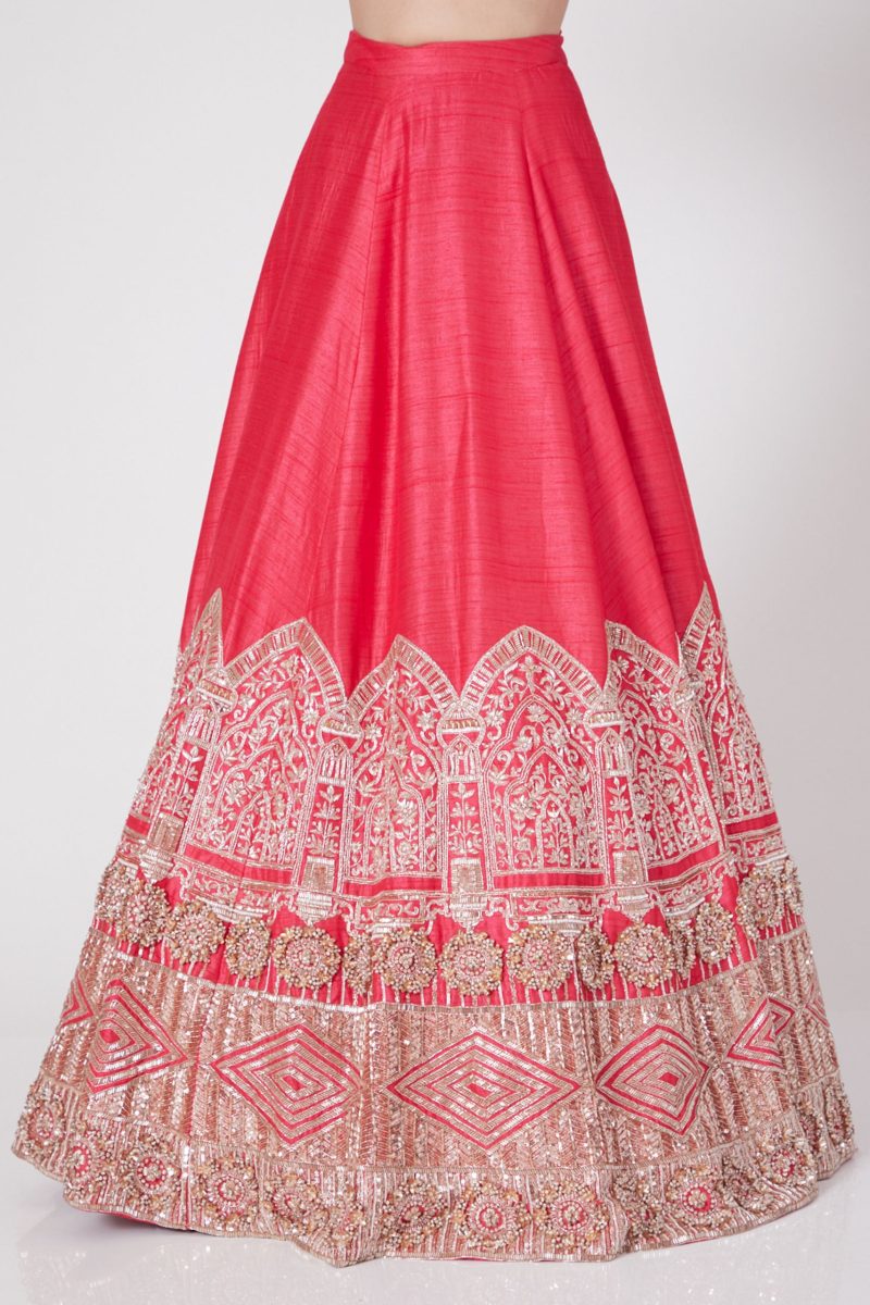 Pink Embroidered Lehenga Blouse and Dupatta - Image 5