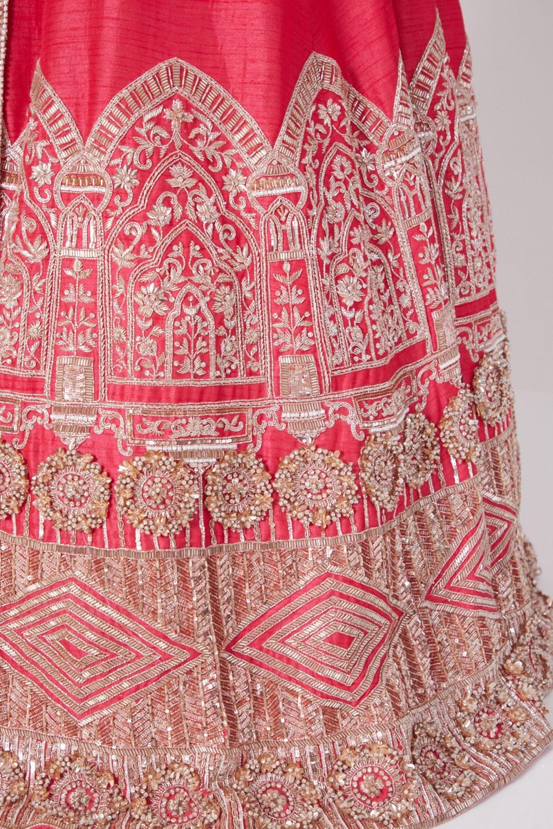 Pink Embroidered Lehenga Blouse and Dupatta - Image 2