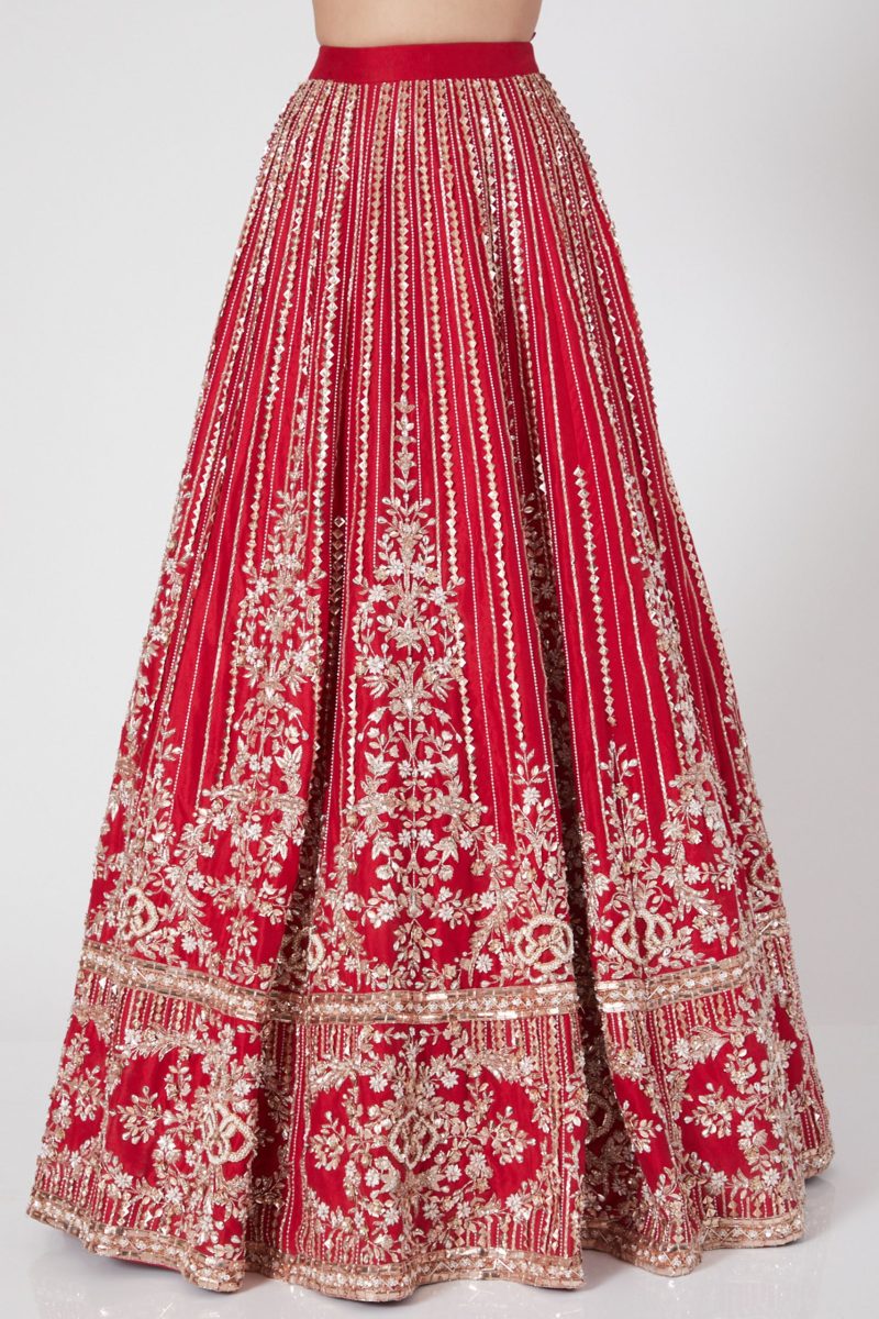 Red Embroidered Lehenga and Dupatta - Image 2