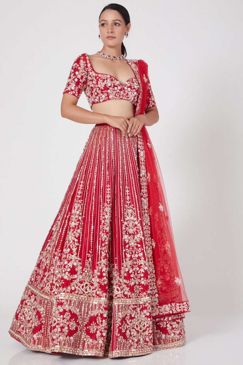 Red Embroidered Lehenga and Dupatta