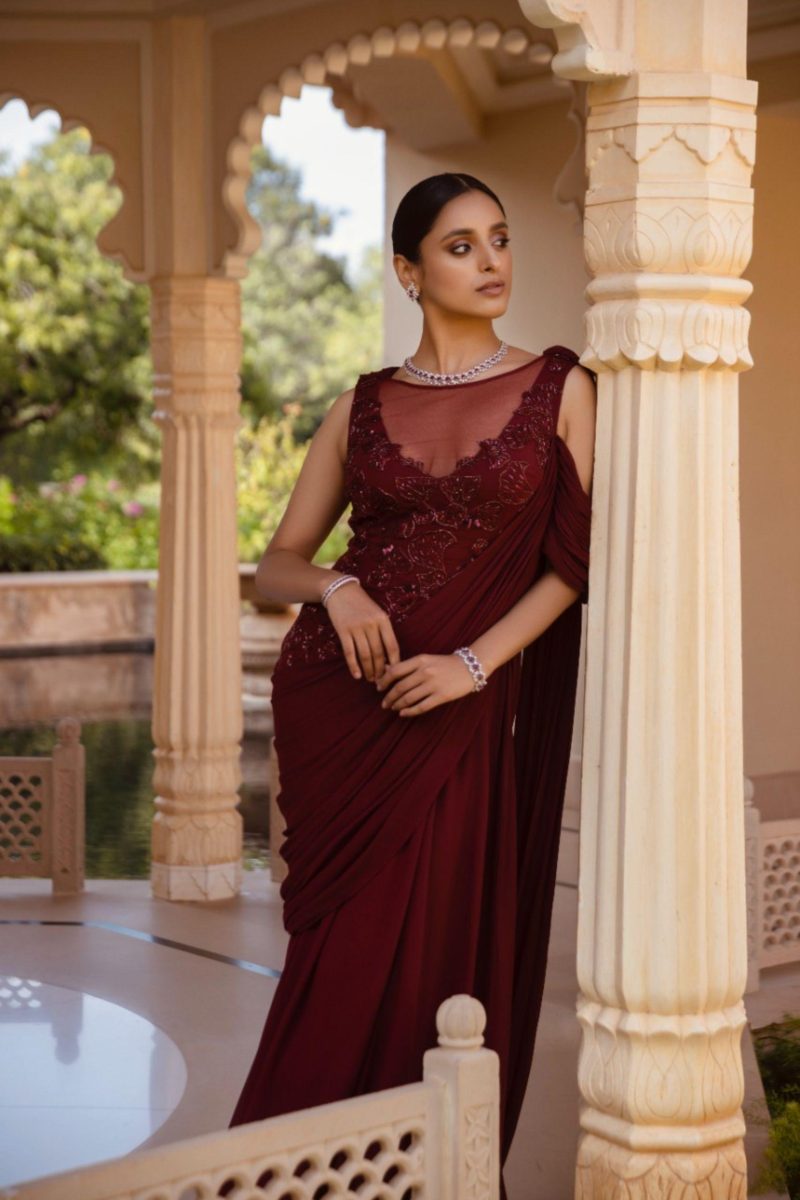 Maroon Scintilla Saree - Image 3