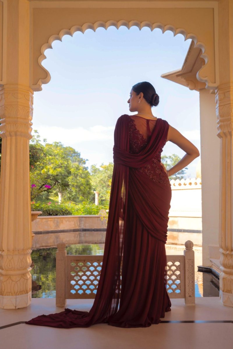 Maroon Scintilla Saree - Image 4