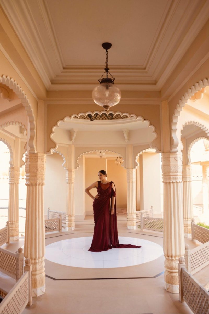 Maroon Scintilla Saree - Image 2