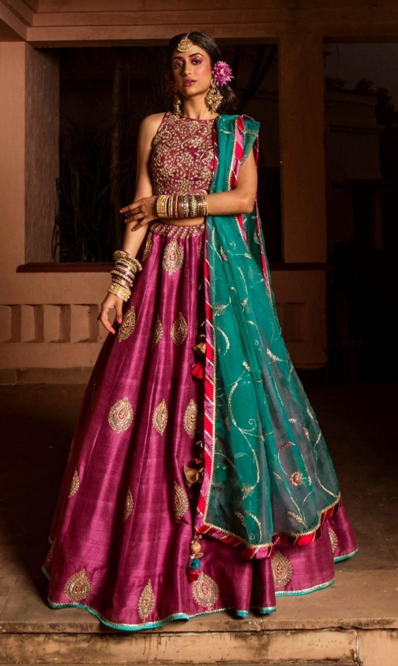 Purple Color Shantoon Zardozi Embroidered Lehenga