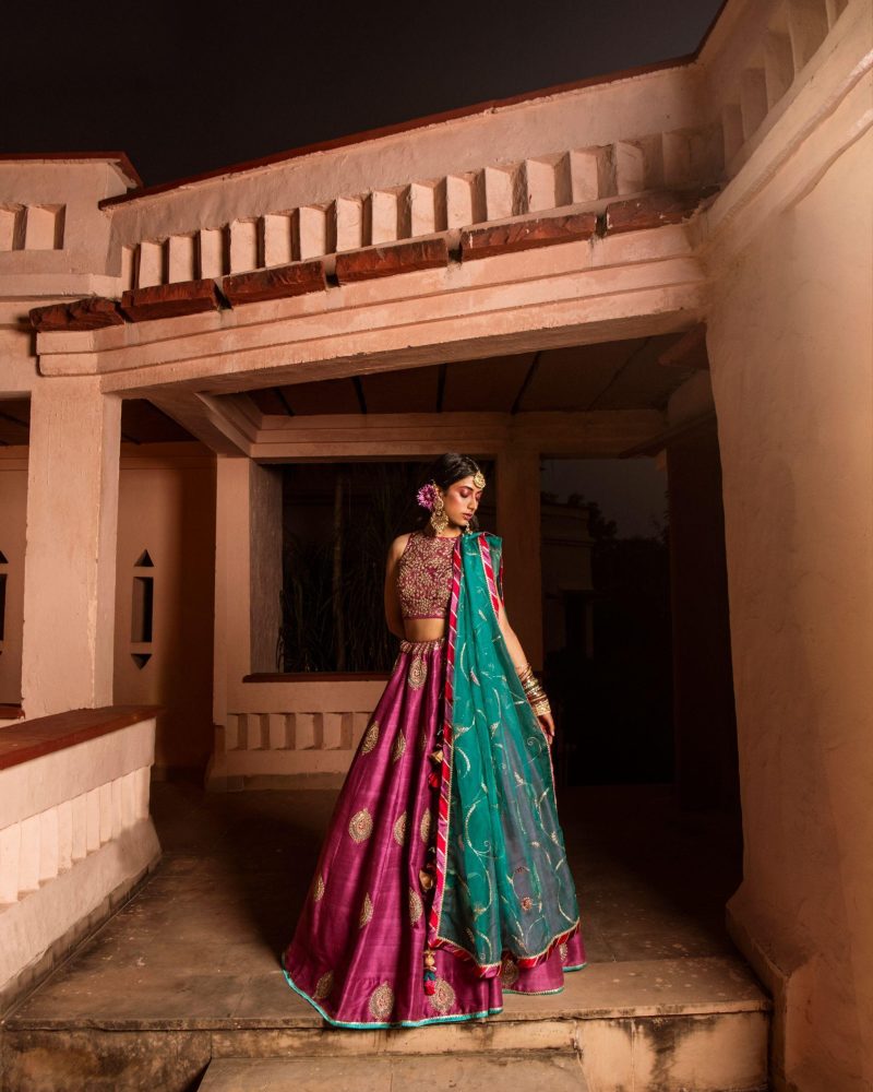 Purple Color Shantoon Zardozi Embroidered Lehenga - Image 3