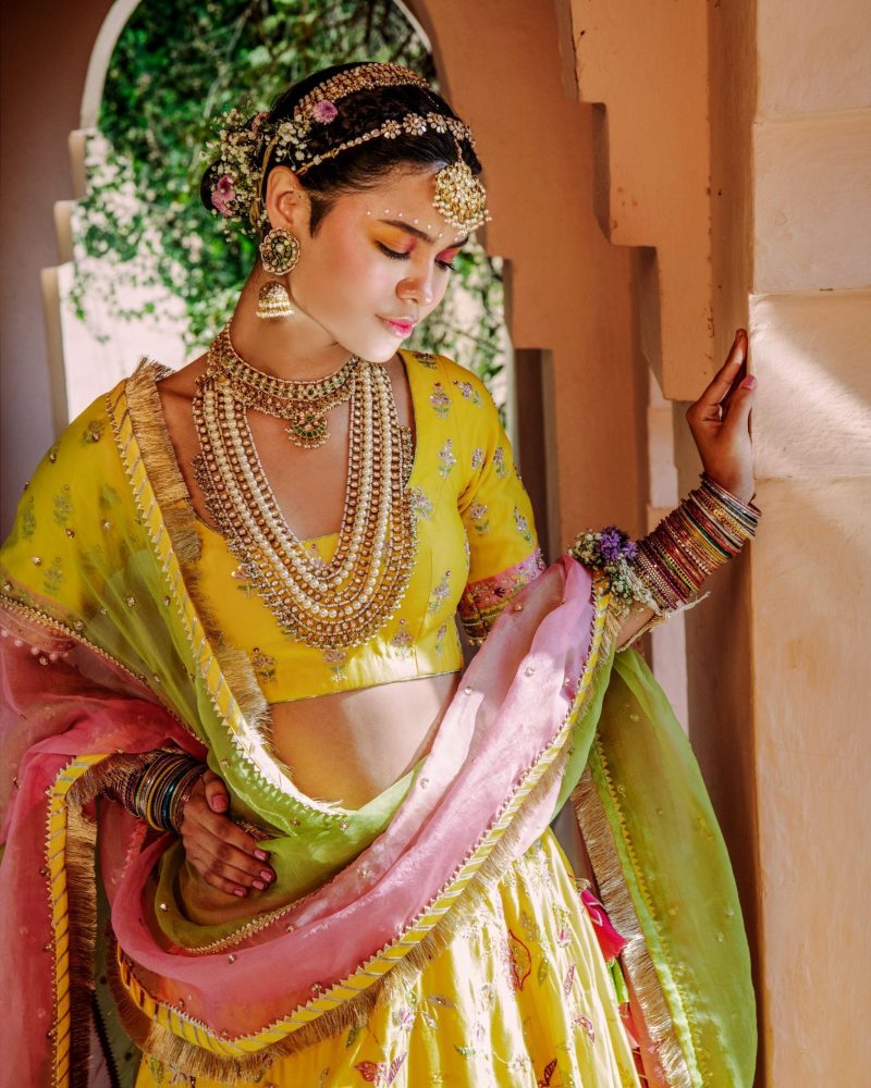 Yellow Color Shantoon Chanderi Lehenga