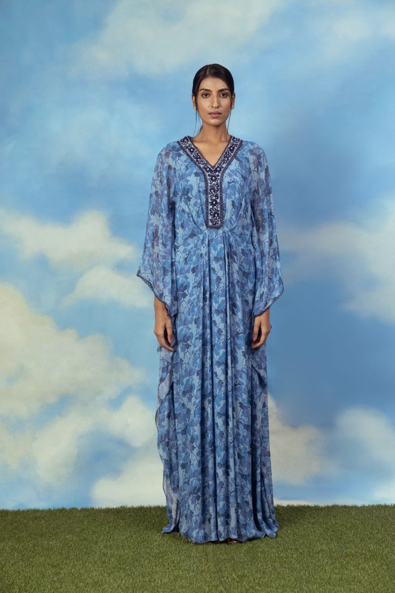 Blue Color Printed Georgette Kaftan - Image 2