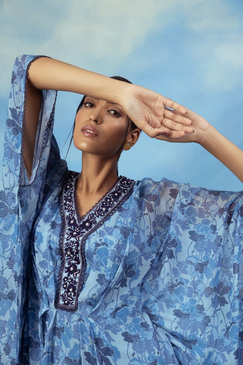 Blue Color Printed Georgette Kaftan - Image 3