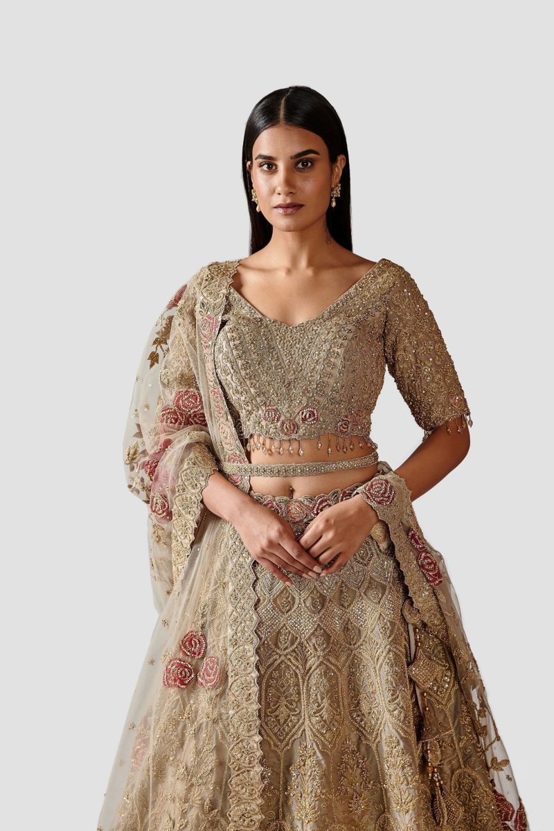 Light Gold Color Heavy Embroidery Lehenga - Image 3